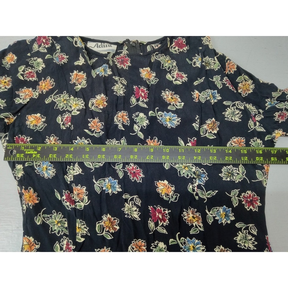 Adini Maxi Dress Womens Sz P Black Floral Cottagecore Rayon Long Sleeve Casual‎ - Picture 9 of 12